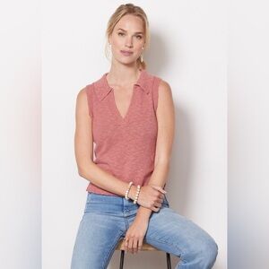 Jamison Becca Collar Polo Pullover Tandori Spice Size XS NWT